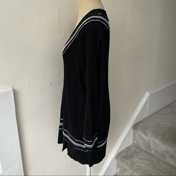 Rag and Bone Dianna Black Merino Wool V-Neck Oversized Midweight Sweater EUC XXS - Picture 7 of 12